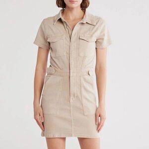 NWT Good American Fit for Success Denim Utility Dress✔️Color Sand✔️Size Medium